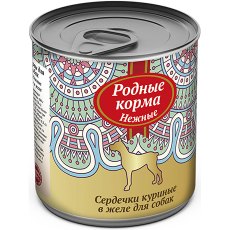Родные Корма Нежные / Консервы для собак Сердечки Куриные в желе (цена за упаковку)