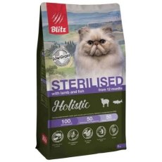 Blitz Holistic Sterilised Lamb and Fish / Полнорационный сухой корм Блиц для стерилизованных кошек Ягненок и рыба