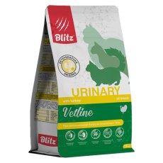 Blitz Vetline Urinary / Диетический полнорационный сухой корм Блиц для взрослых кошек при мочекаменной болезни струвитного типа