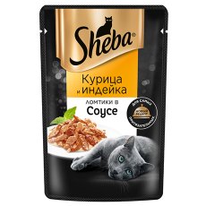 Sheba / Паучи Шеба для кошек Курица и Индейка ломтики в Соусе (цена за упаковку)