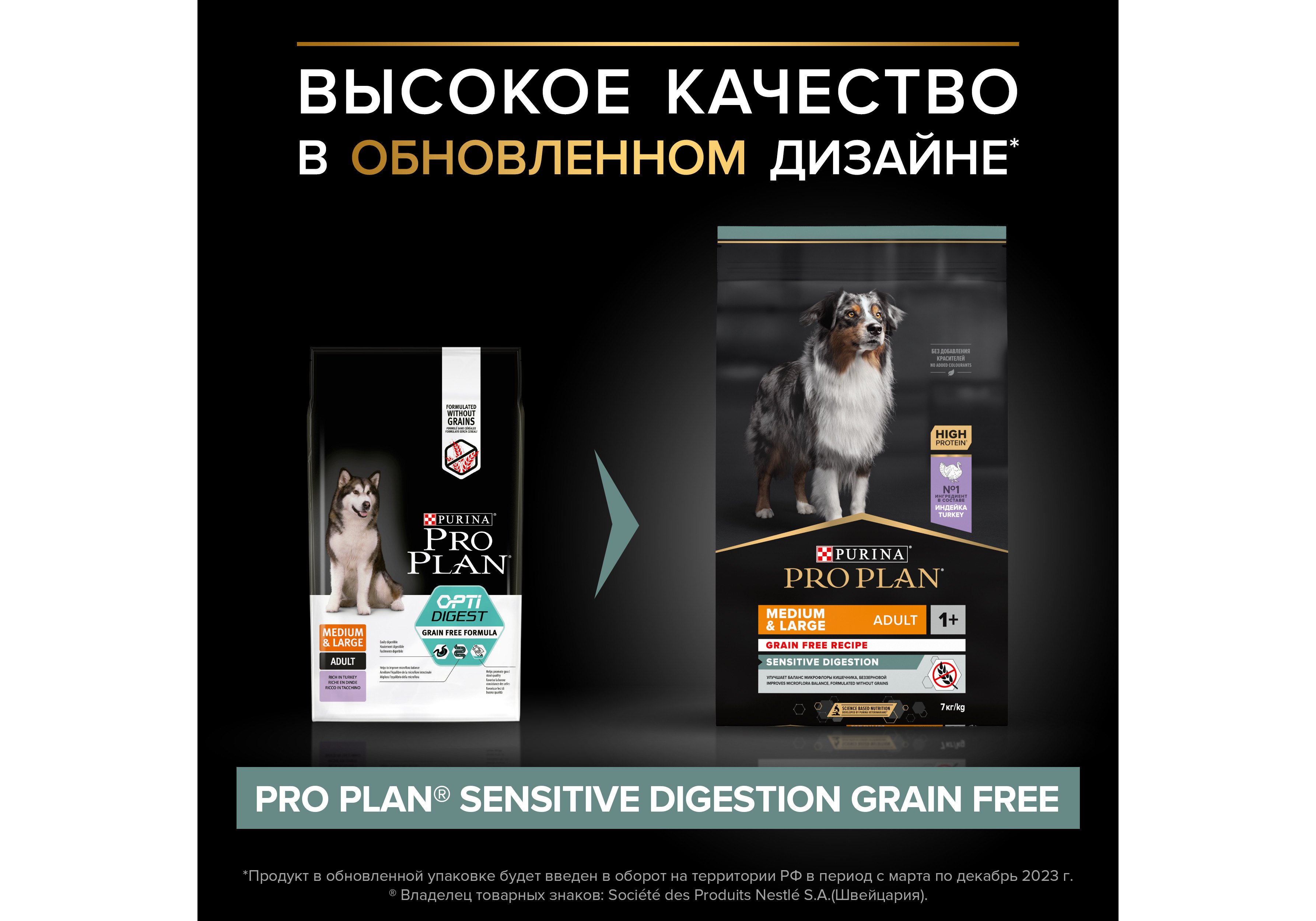 PRO PLAN GRAIN FREE / Сухой корм ПРО ПЛАН для взрослых собак средних и  крупных пород при чувствительном пищеварении с индейкой 7 кг купить в  Москве по низкой цене 4 500₽ | интернет-магазин ZooMag.ru