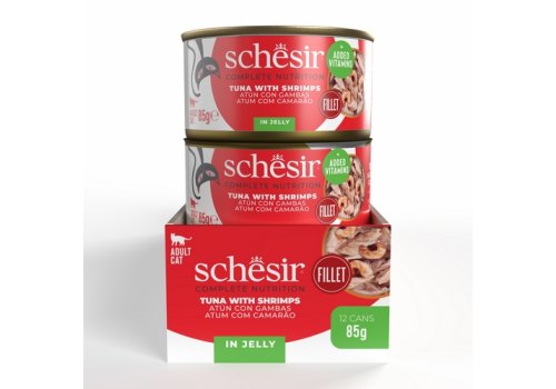 Schesir / Влажный корм Консервы Шезир для кошек Тунец креветки (цена за упаковку)