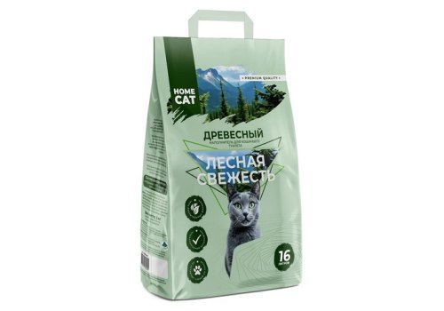 Homecat Лесная свежесть / Древесный наполнитель Хоумкэт для кошачьего туалета Мелкие гранулы