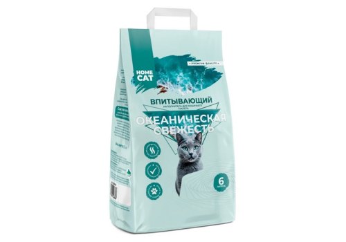 Homecat Океаническая свежесть / Впитывающий наполнитель Хоумкэт для кошачьего туалета