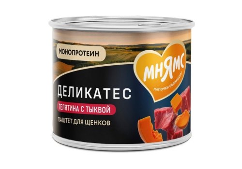 Мнямс Влажный корм Консервы для Щенков всех пород  Асадо по-аргентински Телятина с тыквой (цена за упаковку)