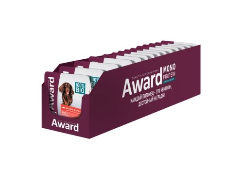 Award Monoprotein / Влажный корм Авард для взрослых собак Паштет из лосося со шпинатом (цена за упаковку)