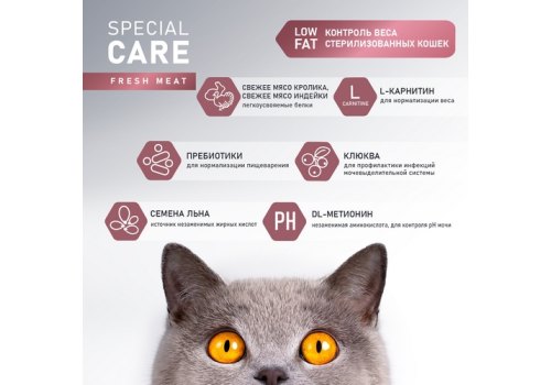 Award Special Care Weight Control / Сухой корм Авард для взрослых стерилизованных кошек для контроля веса с Кроликом