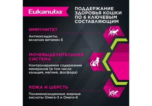 Eukanuba Hairball Control Adult Chicken / Сухой корм Эукануба для взрослых кошек Вывод волосяных комочков c Курицей