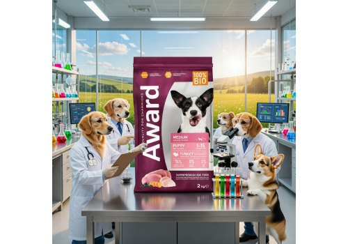 Award Puppy Medium / Сухой корм Авард для Щенков от 1 месяца, беременных и кормящих собак Средних пород Индейка курица морковь черная смородина