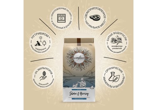 Craftia Natura Dog Adult Toy & Small Breed Salmon & Herring / Сухой корм Крафтия для взрослых собак Миниатюрных и Мелких пород Лосось сельдь