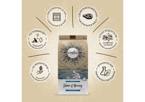 Craftia Natura Puppy Toy & Small Breed Salmon & Herring / Сухой корм Крафтия для Щенков Миниатюрных и Мелких пород Лосось сельдь