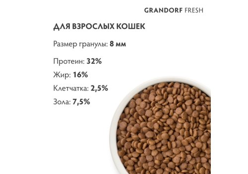 Grandorf Fresh Adult Duck & Sweet Potato / Сухой Беззерновой корм Грандорф для взрослых кошек Утка батат