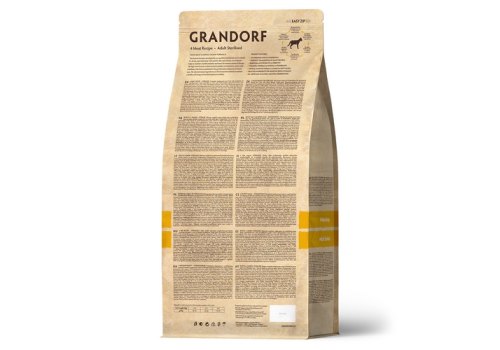 Grandorf Holistic & Hypoallergenic Sterilized Probiotic 4 meat / Сухой корм Грандорф Низкозерновой с Живыми Пробиотиками для Стерилизованных кошек 4 вида Мяса