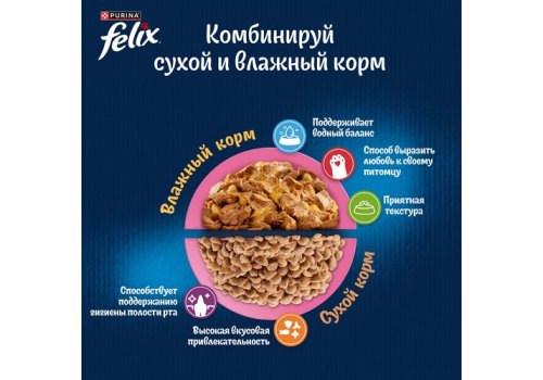 FELIX ДВОЙНАЯ ВКУСНЯТИНА / Сухой корм Пурина Феликс для котят с курицей