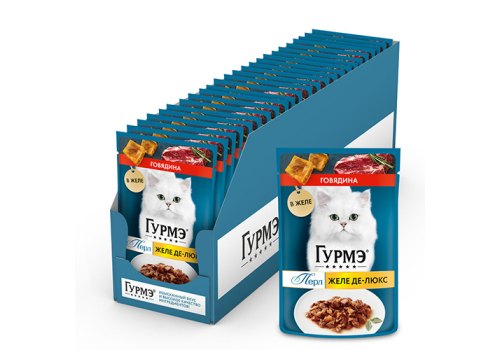 Гурмэ Перл / Влажный корм Паучи Пурина Гурмэ Желе Де-Люкс для взрослых кошек с говядиной (цена за упаковку)