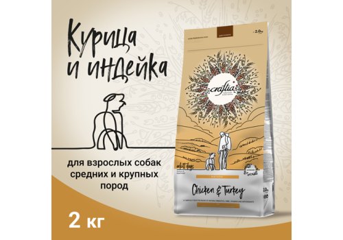Craftia Natura Dog Adult Medium & Large Breed Chicken & Turkey / Сухой корм Крафтия для взрослых собак Средних и Крупных пород Курица индейка