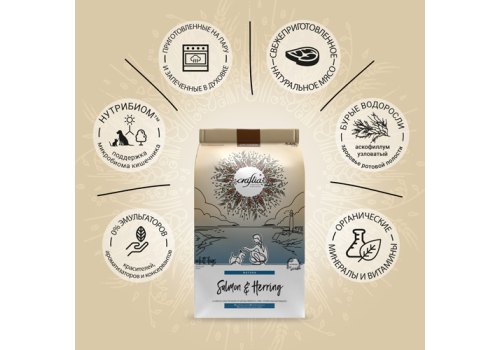 Craftia Natura Dog Adult Toy & Small Breed Salmon & Herring / Сухой корм Крафтия для взрослых собак Миниатюрных и Мелких пород Лосось сельдь