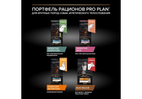 PRO PLAN OPTI DERMA / Сухой корм ПРО ПЛАН для взрослых собак крупных пород с атлетическим телосложением чувствительной кожей с лососем