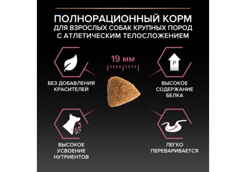 PRO PLAN OPTI DERMA / Сухой корм ПРО ПЛАН для взрослых собак крупных пород с атлетическим телосложением чувствительной кожей с лососем