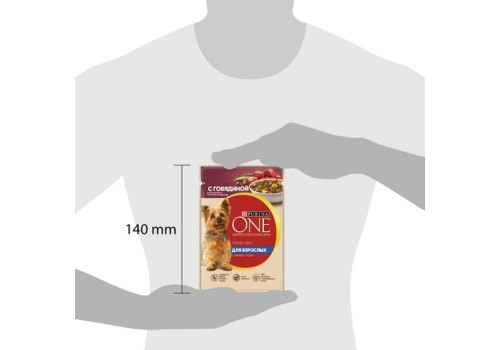 PURINA ONE ADULT / Влажный корм Паучи Пурина УАН для взрослых собак мелких пород с говядиной (цена за упаковку)