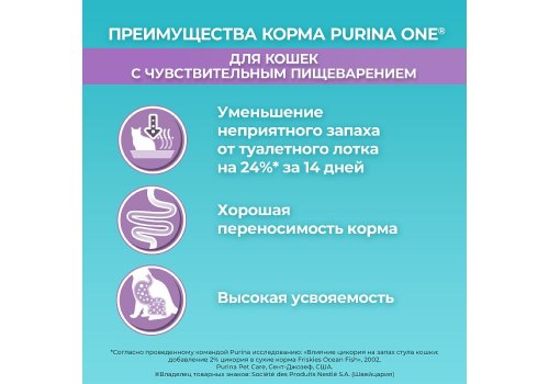 PURINA ONE SENSITIVE / Сухой корм Пурина УАН для взрослых кошек при чувствительном пищеварении с индейкой