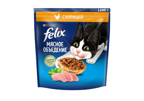 FELIX МЯСНОЕ ОБЪЕДЕНИЕ / Сухой корм Пурина Феликс Мясное объедение для взрослых кошек с курицей