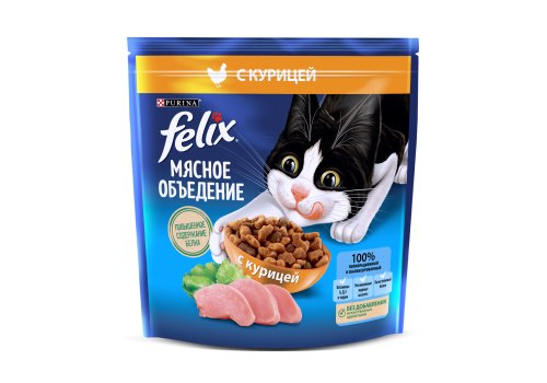 FELIX МЯСНОЕ ОБЪЕДЕНИЕ / Сухой корм Пурина Феликс Мясное объедение для взрослых кошек с курицей