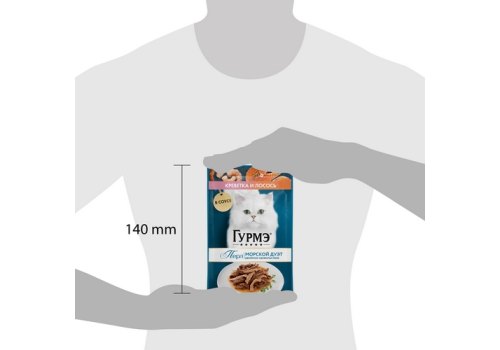 Гурмэ Перл / Влажный корм Паучи Пурина Гурмэ Перл Морской дуэт для взрослых кошек филе в соусе креветка и лосось (цена за упаковку)