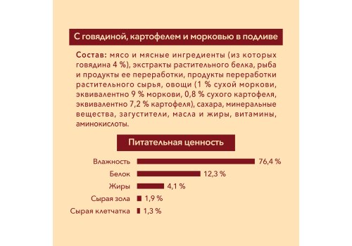 PURINA ONE MINI / Влажный корм Паучи Пурина УАН для взрослых собак мелких пород при активном образе жизни с говядиной (цена за упаковку)