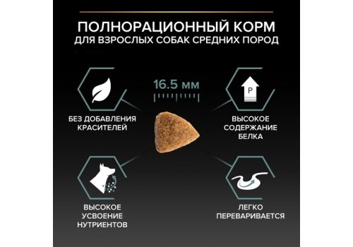 PRO PLAN OPTI DIGEST / Сухой корм ПРО ПЛАН для взрослых собак средних пород при чувствительном пищеварении с ягненком
