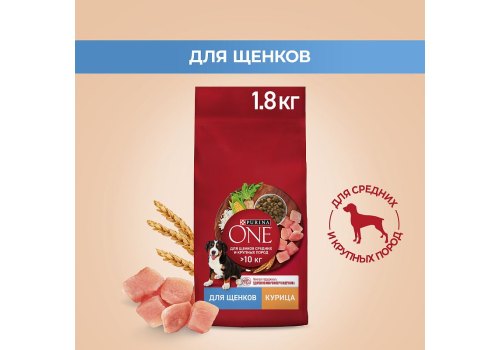 PURINA ONE PUPPY / Сухой корм Пурина УАН для щенков средних и крупных пород с курицей