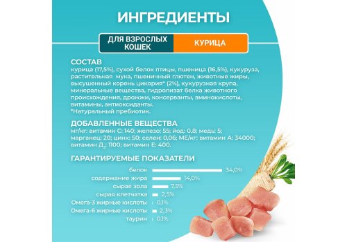 PURINA ONE ADULT / Сухой корм Пурина УАН для взрослых кошек с курицей