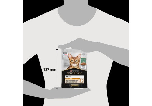 PRO PLAN DERMA CARE / Влажный корм Паучи ПРО ПЛАН для взрослых кошек Для здоровья кожи и шерсти с Треской в соусе (цена за упаковку)