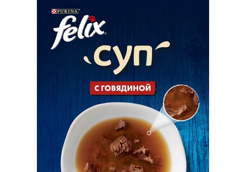 FELIX СУП / Влажный корм Паучи Пурина Феликс Суп для взрослых кошек с говядиной (цена за упаковку)