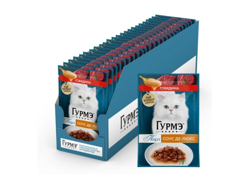 Гурмэ Перл / Влажный корм Паучи Пурина Гурмэ Перл Соус Де-люкс для взрослых кошек с говядиной (цена за упаковку)