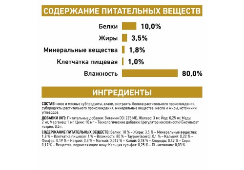 Royal Canin Urinary S\O / Ветеринарный влажный корм (Консервы-Паучи) Роял Канин Уринари для кошек при мочекаменной болезни (цена за упаковку)