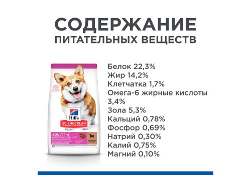 Hills Science Plan Small & Mini Adult Lamb & Rice / Сухой корм Хиллс для взрослых собак Мелких пород Ягненок рис