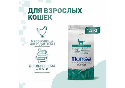 Monge Cat Hairball / Сухой корм Монж для кошек Выведение Шерсти