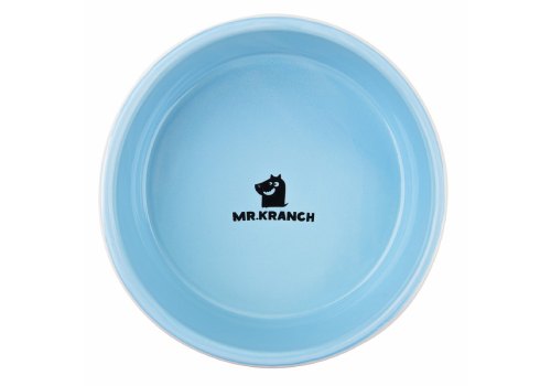 Mr.Kranch / Миска фарфоровая Мистер Кранч для собак и кошек Тропики Голубая