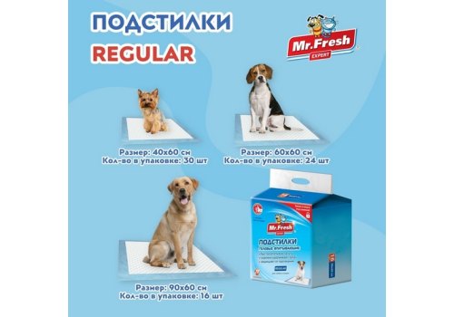 Mr.Fresh Expert Regular / Подстилки Мистер Фреш Гелевые впитывающие с Липкими фиксаторами