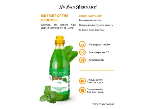 Iv San Bernard Fruit of the Groomer Mint Vitamin В6 / Шампунь Ив Сан Бернард для любого вида шерсти с витамином В6