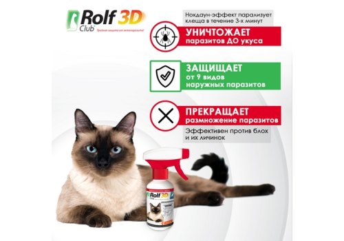 Rolf Club 3D / Спрей Рольф Клуб от Клещей и Блох для кошек