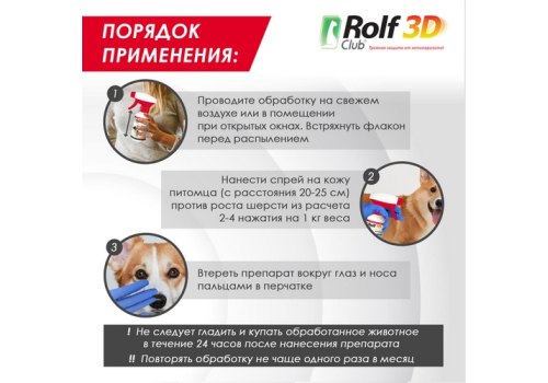 Rolf Club 3D / Спрей Рольф Клуб от Клещей и Блох для собак
