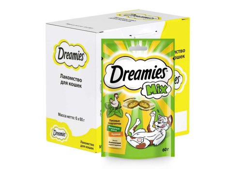 Dreamies Mix / Лакомство Дримис для кошек Подушечки Курица Кошачья мята
