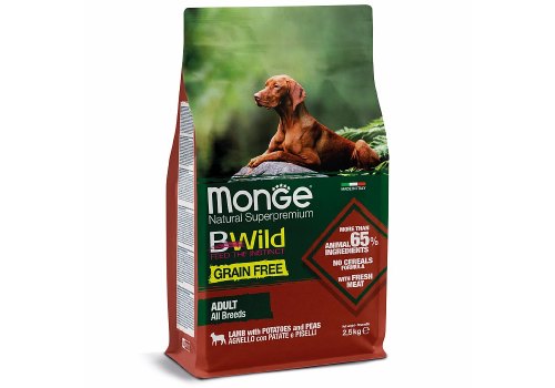 Monge Dog BWild Grain Free Adult All Breeds Lamb Potatoes Peas / Сухой Беззерновой корм Монж Бивайлд для взрослых собак всех пород Ягненок картофель горох