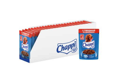 Chappi / Паучи Чаппи для собак Говядина по-домашнему (цена за упаковку)