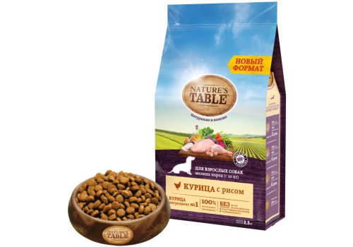 Natures Table / Сухой корм Нейчерс Тейбл для взрослых собак Мелких пород Курица с рисом