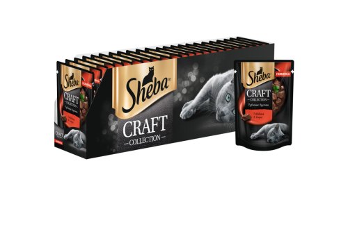 Sheba Craft / Паучи Шеба для кошек Рубленые кусочки Говядина в соусе (цена за упаковку)