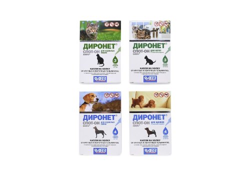 АгроВетЗащита Диронет Спот-он / Капли для Щенков на холку от круглых и ленточных Гельминтов Блох Вшей и Клещей