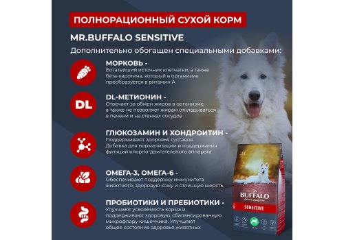 Mr.Buffalo Adult M L Sensitive / Сухой корм Мистер Бафало для собак Средних и Крупных пород с Чувствительным пищеварением Ягненок